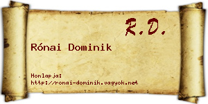 Rónai Dominik névjegykártya